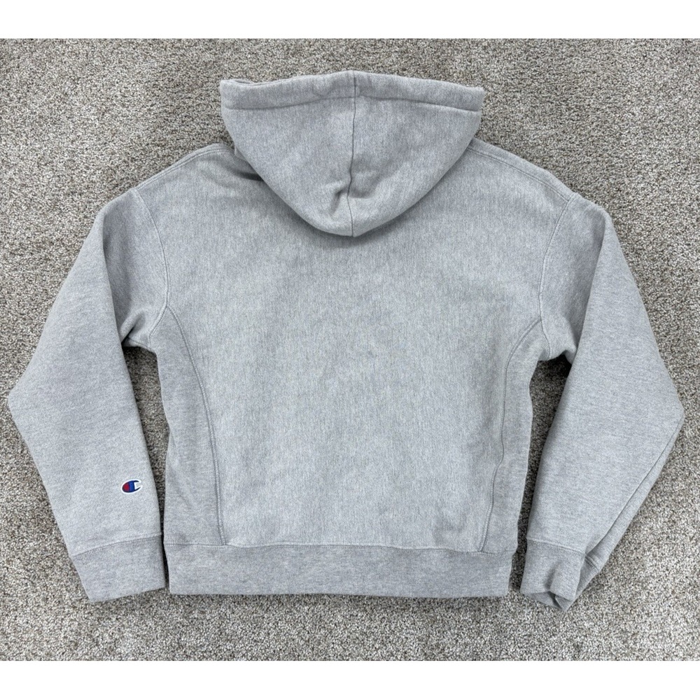 Champion Reverse Weave Sweatshirt Womens Medium Gray Crop Pullover Hoodie Y2K - Picture 4 of 8